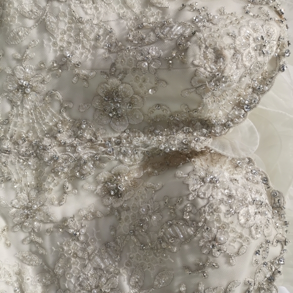 Allure Bridal Couture Dress size 2 Ivory with train hook and build in bra - Picture 10 of 11